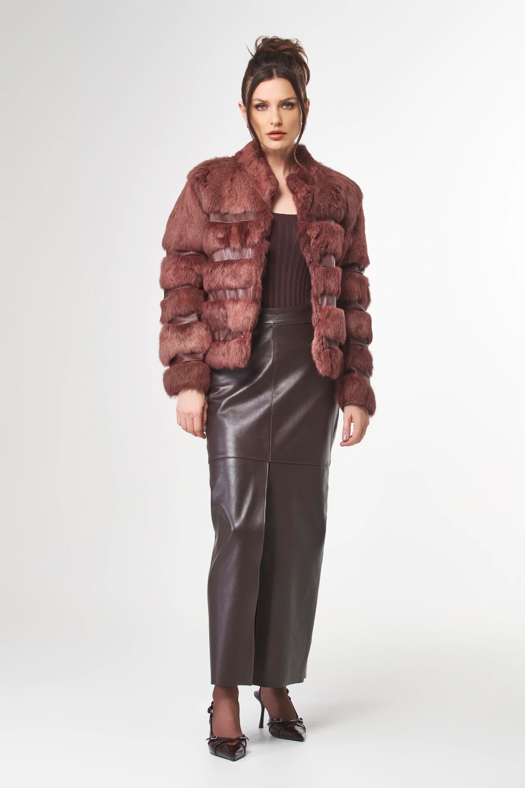 Casaco de pele de coelho Novara 1 Casaco de pele de coelho Novara 1